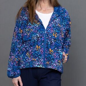 Tribal womens windbreaker jacket Large 4-Way Stretch Hooded Zip Front hooded